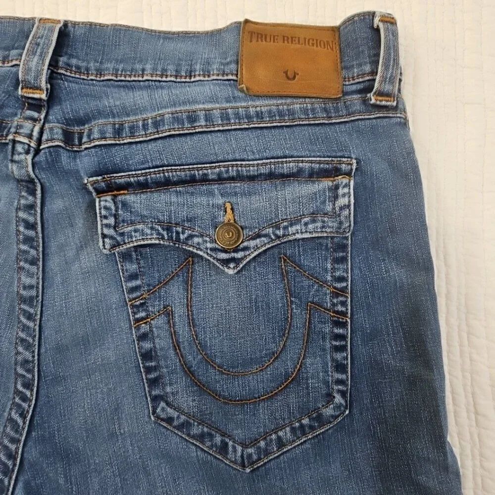 True Religion Jeans‎ Men's 42x31 Blue Straight Denim Faded Whiskers Streetwear